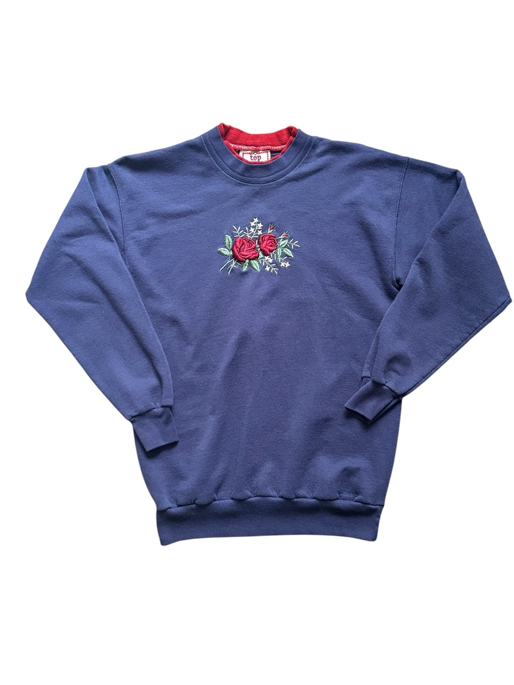 Vintage Top Stitch Morning Sun Rose Embroidered Sweatshirt Small - Picture 2 of 10